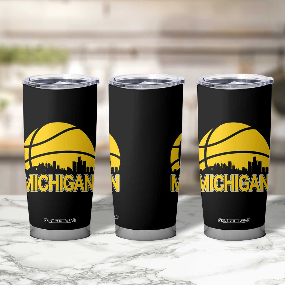 Vintage Michigan Skyline Tumbler Cup Basketball Lover Gift TS12 Print Your Wear