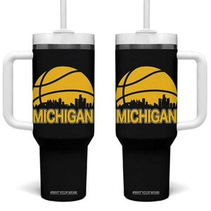 Vintage Michigan Skyline Tumbler With Handle Basketball Lover Gift TS12 One Size: 40 oz Black Print Your Wear