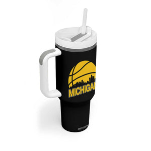 Vintage Michigan Skyline Tumbler With Handle Basketball Lover Gift TS12 Print Your Wear