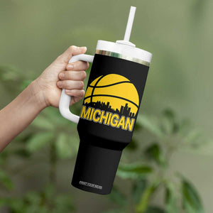 Vintage Michigan Skyline Tumbler With Handle Basketball Lover Gift TS12 Print Your Wear