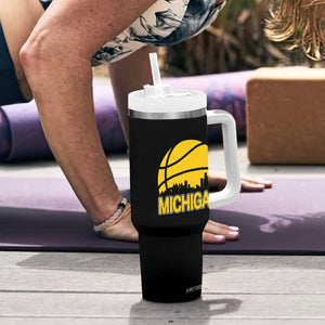 Vintage Michigan Skyline Tumbler With Handle Basketball Lover Gift TS12 Print Your Wear