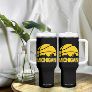 Vintage Michigan Skyline Tumbler With Handle Basketball Lover Gift TS12 Print Your Wear
