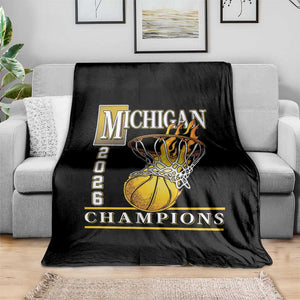Michigan 2026 Flaming Hoop Basketball Lover Throw Blanket Champions Victory Graphic Sports Fan TS12 Print Your Wear