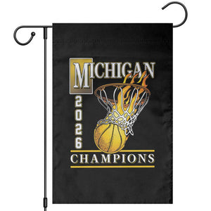 Michigan 2026 Flaming Hoop Basketball Lover Garden Flag Champions Victory Graphic Sports Fan TS12 Black Print Your Wear