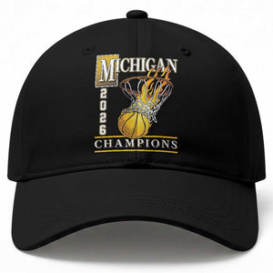 Michigan 2026 Flaming Hoop Basketball Lover Baseball Cap Champions Victory Graphic Sports Fan TS12 Print Your Wear