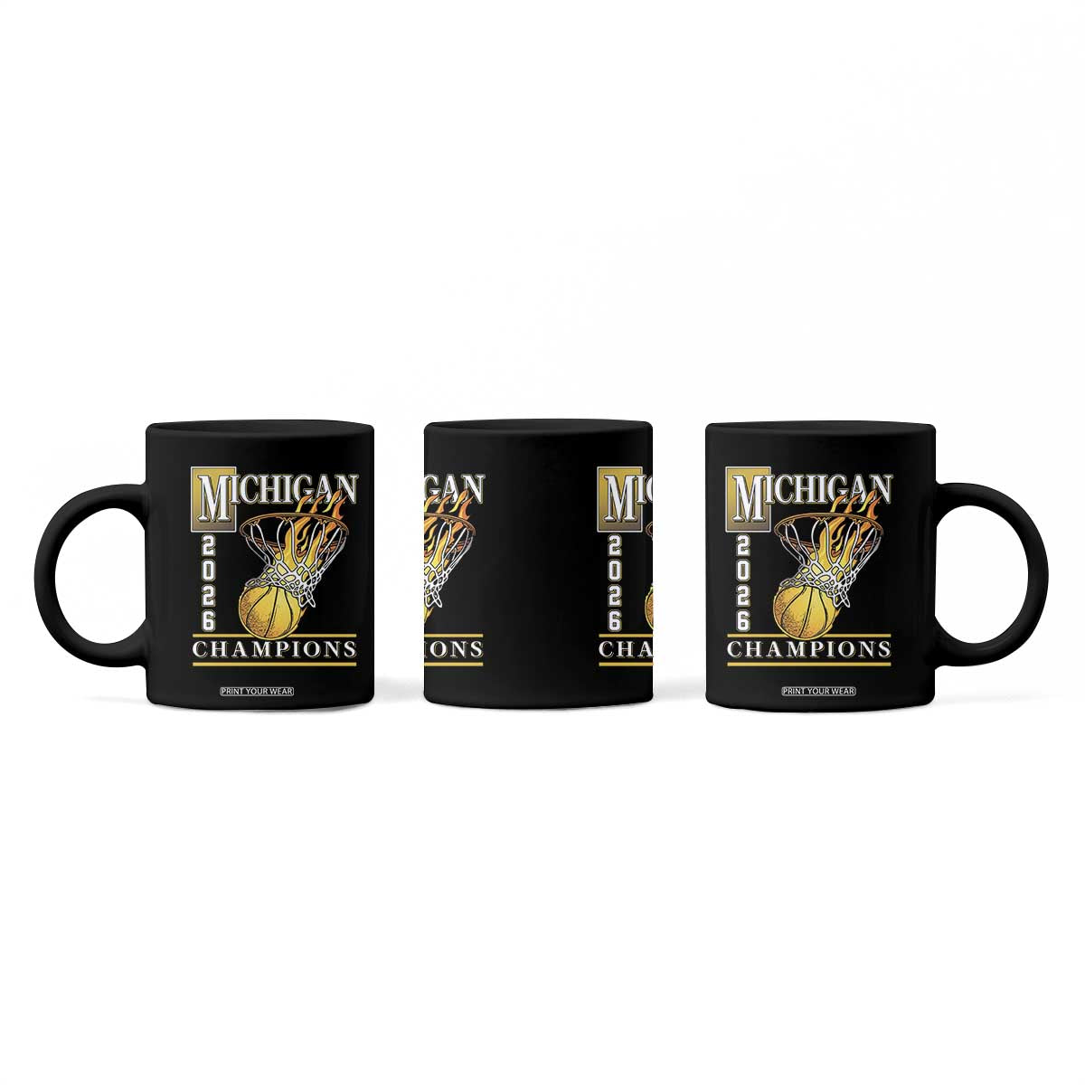 Michigan 2026 Flaming Hoop Basketball Lover Coffee Mug Champions Victory Graphic Sports Fan TS12 Print Your Wear