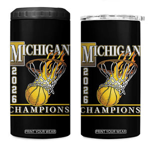 Michigan 2026 Flaming Hoop Basketball Lover 4 in 1 Can Cooler Tumbler Champions Victory Graphic Sports Fan TS12 One Size: 16 oz Black Print Your Wear