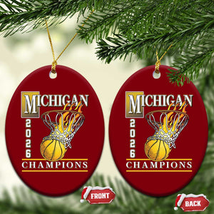 Michigan 2026 Flaming Hoop Basketball Lover Ceramic Ornament Champions Victory Graphic Sports Fan TS12 Print Your Wear