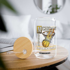 Michigan 2026 Flaming Hoop Basketball Lover Glass Can Champions Victory Graphic Sports Fan TS12 Print Your Wear