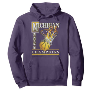 Michigan 2026 Flaming Hoop Basketball Lover Hoodie Champions Victory Graphic Sports Fan TS12 Purple Print Your Wear