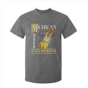 Michigan 2026 Flaming Hoop Basketball Lover T Shirt For Kid Champions Victory Graphic Sports Fan TS12 Charcoal Print Your Wear