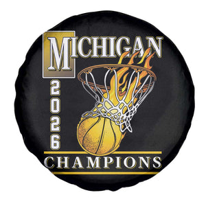 Michigan 2026 Flaming Hoop Basketball Lover Spare Tire Cover Champions Victory Graphic Sports Fan TS12 Print Your Wear