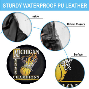 Michigan 2026 Flaming Hoop Basketball Lover Spare Tire Cover Champions Victory Graphic Sports Fan TS12 Print Your Wear