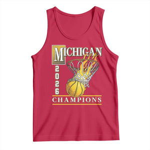 Michigan 2026 Flaming Hoop Basketball Lover Tank Top Champions Victory Graphic Sports Fan TS12 Red Print Your Wear