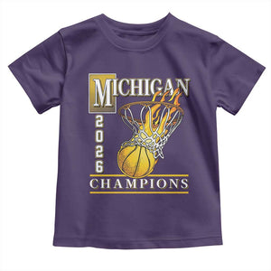 Michigan 2026 Flaming Hoop Basketball Lover Toddler T Shirt Champions Victory Graphic Sports Fan TS12 Purple Print Your Wear