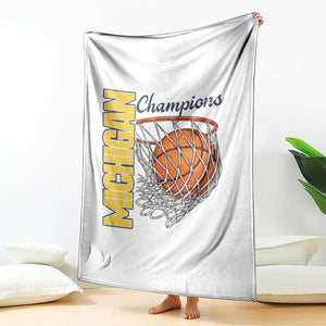 Vintage Michigan Hoops Pride Throw Blanket Retro Blue And Gold Champions Victory Graphic Sports Fan TS12 Print Your Wear