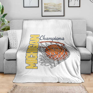 Vintage Michigan Hoops Pride Throw Blanket Retro Blue And Gold Champions Victory Graphic Sports Fan TS12 Print Your Wear