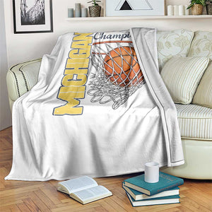 Vintage Michigan Hoops Pride Throw Blanket Retro Blue And Gold Champions Victory Graphic Sports Fan TS12 Print Your Wear