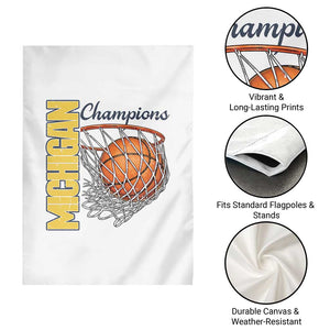 Vintage Michigan Hoops Pride Garden Flag Retro Blue And Gold Champions Victory Graphic Sports Fan TS12 Print Your Wear
