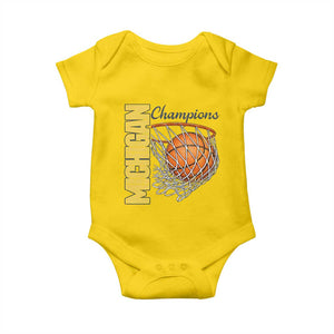 Vintage Michigan Hoops Pride Baby Onesie Retro Blue And Gold Champions Victory Graphic Sports Fan TS12 Daisy Print Your Wear