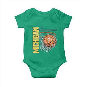 Vintage Michigan Hoops Pride Baby Onesie Retro Blue And Gold Champions Victory Graphic Sports Fan TS12 Irish Green Print Your Wear