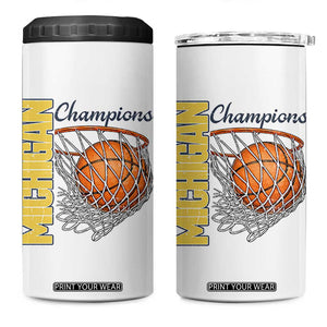 Vintage Michigan Hoops Pride 4 in 1 Can Cooler Tumbler Retro Blue And Gold Champions Victory Graphic Sports Fan TS12 One Size: 16 oz White Print Your Wear