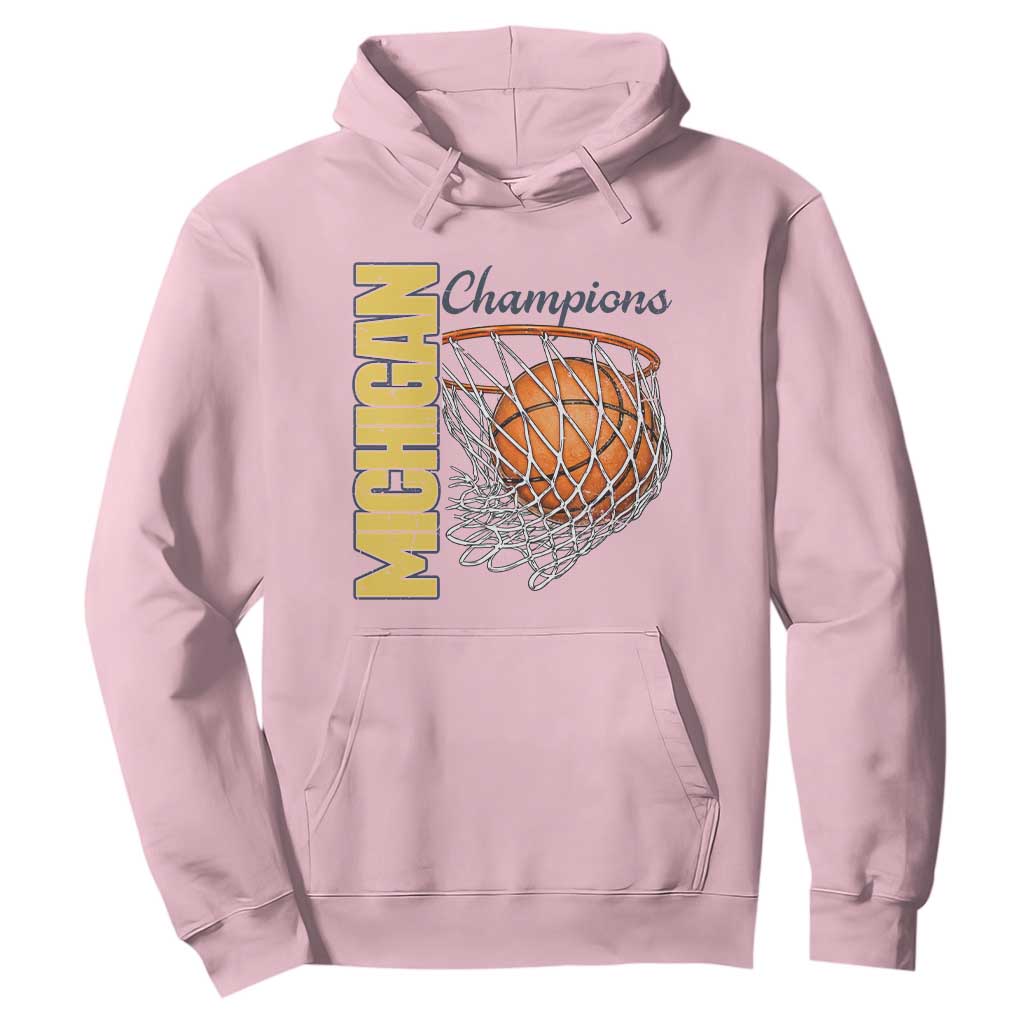 Vintage Michigan Hoops Pride Hoodie Retro Blue And Gold Champions Victory Graphic Sports Fan TS12 Light Pink Print Your Wear