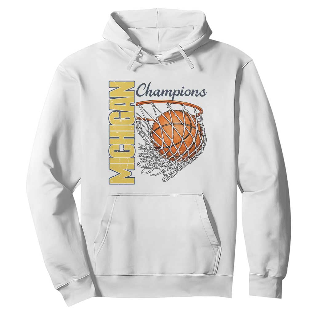 Vintage Michigan Hoops Pride Hoodie Retro Blue And Gold Champions Victory Graphic Sports Fan TS12 White Print Your Wear