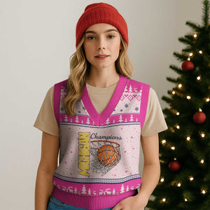 Vintage Michigan Hoops Pride V-Neck Knit Sweater Vest Retro Blue And Gold Champions Victory Graphic Sports Fan TS12 Hot Pink Print Your Wear
