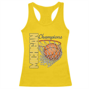 Vintage Michigan Hoops Pride Racerback Tank Top Retro Blue And Gold Champions Victory Graphic Sports Fan TS12 Daisy Print Your Wear