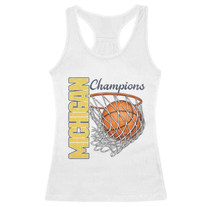 Vintage Michigan Hoops Pride Racerback Tank Top Retro Blue And Gold Champions Victory Graphic Sports Fan TS12 White Print Your Wear