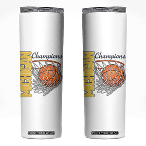 Vintage Michigan Hoops Pride Skinny Tumbler Retro Blue And Gold Champions Victory Graphic Sports Fan TS12 White Print Your Wear