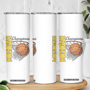 Vintage Michigan Hoops Pride Skinny Tumbler Retro Blue And Gold Champions Victory Graphic Sports Fan TS12 Print Your Wear