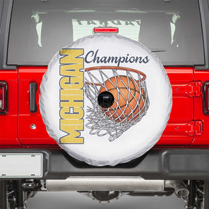Vintage Michigan Hoops Pride Spare Tire Cover Retro Blue And Gold Champions Victory Graphic Sports Fan TS12 White Print Your Wear