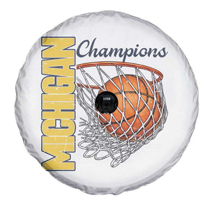 Vintage Michigan Hoops Pride Spare Tire Cover Retro Blue And Gold Champions Victory Graphic Sports Fan TS12 Print Your Wear