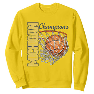 Vintage Michigan Hoops Pride Sweatshirt Retro Blue And Gold Champions Victory Graphic Sports Fan TS12 Daisy Print Your Wear