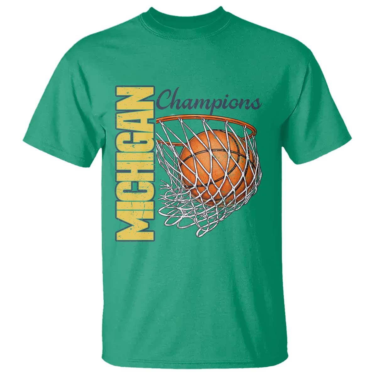 Vintage Michigan Hoops Pride T Shirt Retro Blue And Gold Champions Victory Graphic Sports Fan TS12 Irish Green Print Your Wear