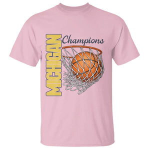 Vintage Michigan Hoops Pride T Shirt Retro Blue And Gold Champions Victory Graphic Sports Fan TS12 Light Pink Print Your Wear