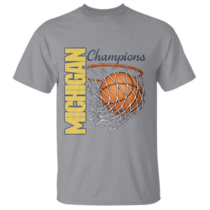 Vintage Michigan Hoops Pride T Shirt Retro Blue And Gold Champions Victory Graphic Sports Fan TS12 Sport Gray Print Your Wear