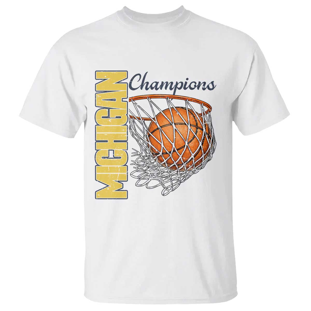 Vintage Michigan Hoops Pride T Shirt Retro Blue And Gold Champions Victory Graphic Sports Fan TS12 White Print Your Wear