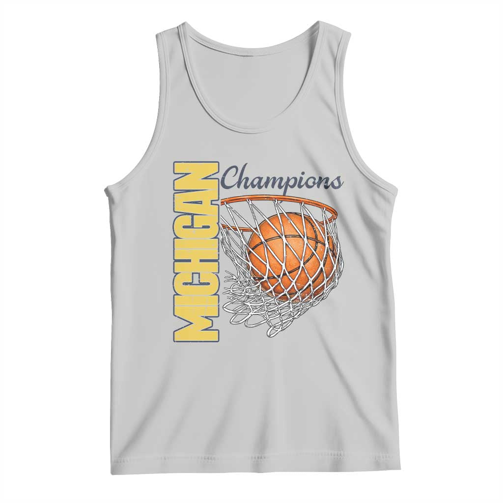 Vintage Michigan Hoops Pride Tank Top Retro Blue And Gold Champions Victory Graphic Sports Fan TS12 Ash Print Your Wear