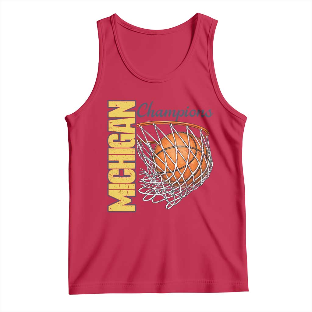 Vintage Michigan Hoops Pride Tank Top Retro Blue And Gold Champions Victory Graphic Sports Fan TS12 Red Print Your Wear