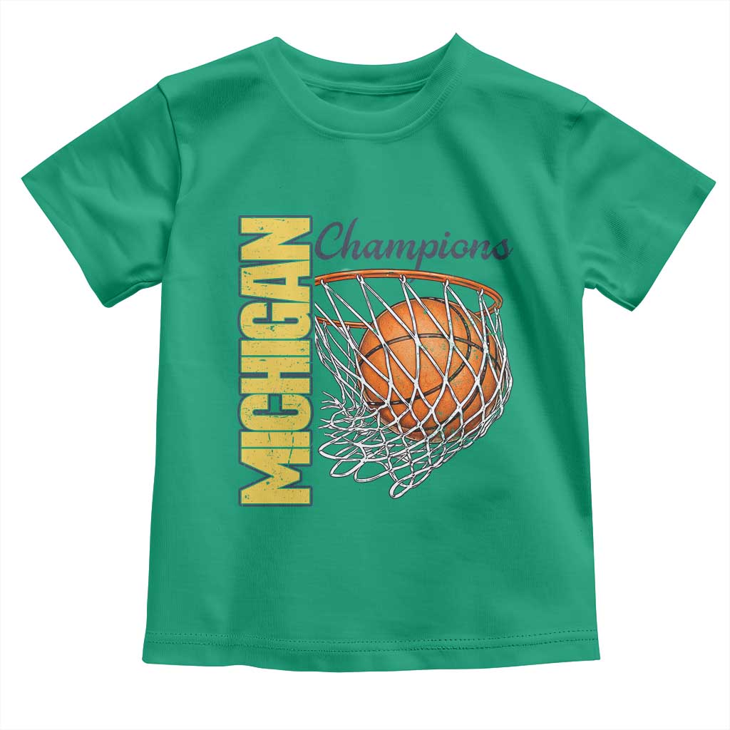 Vintage Michigan Hoops Pride Toddler T Shirt Retro Blue And Gold Champions Victory Graphic Sports Fan TS12 Irish Green Print Your Wear