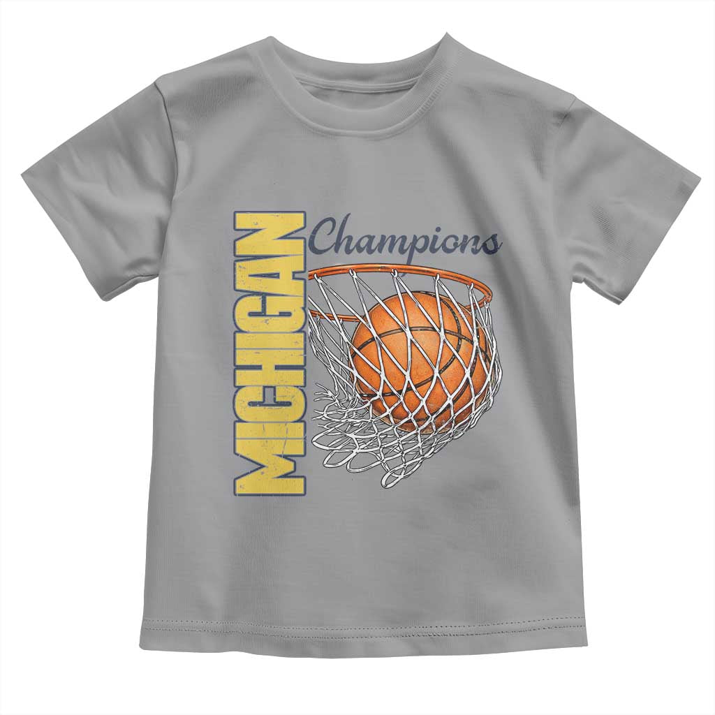 Vintage Michigan Hoops Pride Toddler T Shirt Retro Blue And Gold Champions Victory Graphic Sports Fan TS12 Sport Gray Print Your Wear
