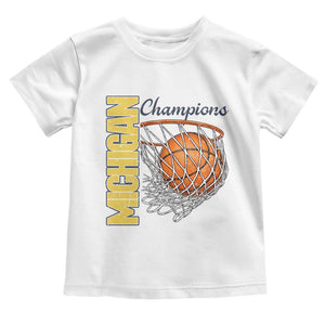 Vintage Michigan Hoops Pride Toddler T Shirt Retro Blue And Gold Champions Victory Graphic Sports Fan TS12 White Print Your Wear