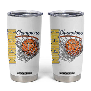 Vintage Michigan Hoops Pride Tumbler Cup Retro Blue And Gold Champions Victory Graphic Sports Fan TS12 White Print Your Wear