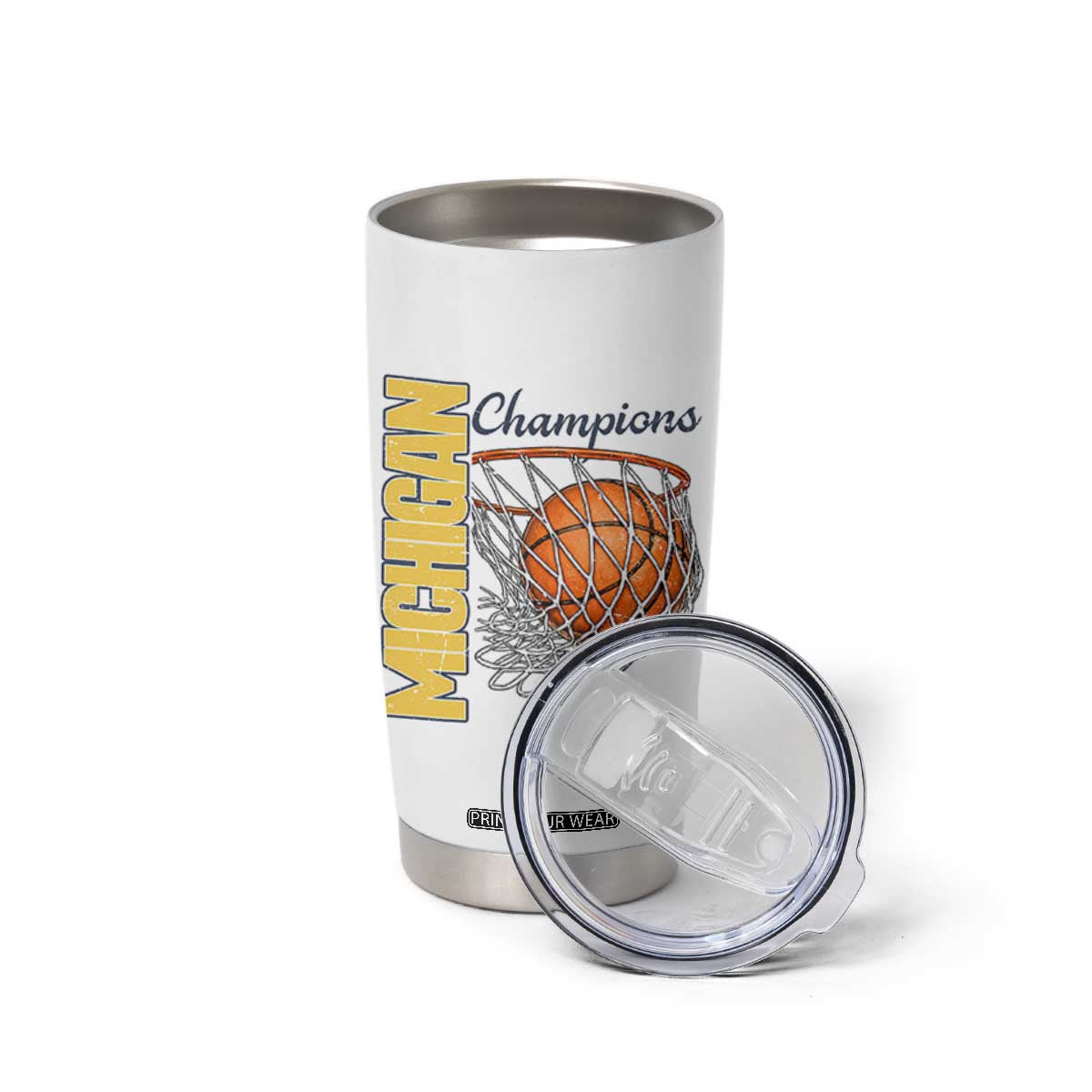 Vintage Michigan Hoops Pride Tumbler Cup Retro Blue And Gold Champions Victory Graphic Sports Fan TS12 Print Your Wear