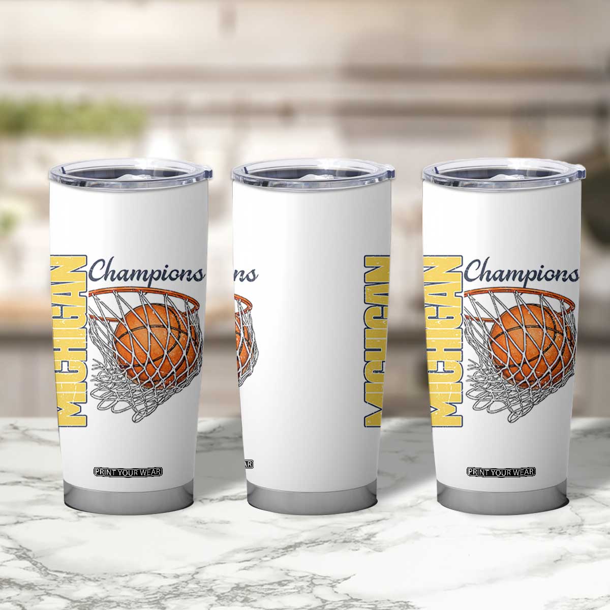 Vintage Michigan Hoops Pride Tumbler Cup Retro Blue And Gold Champions Victory Graphic Sports Fan TS12 Print Your Wear