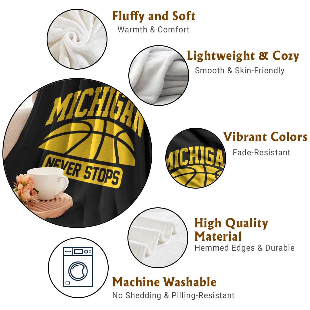 Michigan Never Stops Throw Blanket Great Lakes State Basketball Pride Gift TS12 Print Your Wear