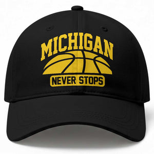 Michigan Never Stops Baseball Cap Great Lakes State Basketball Pride Gift TS12 Print Your Wear
